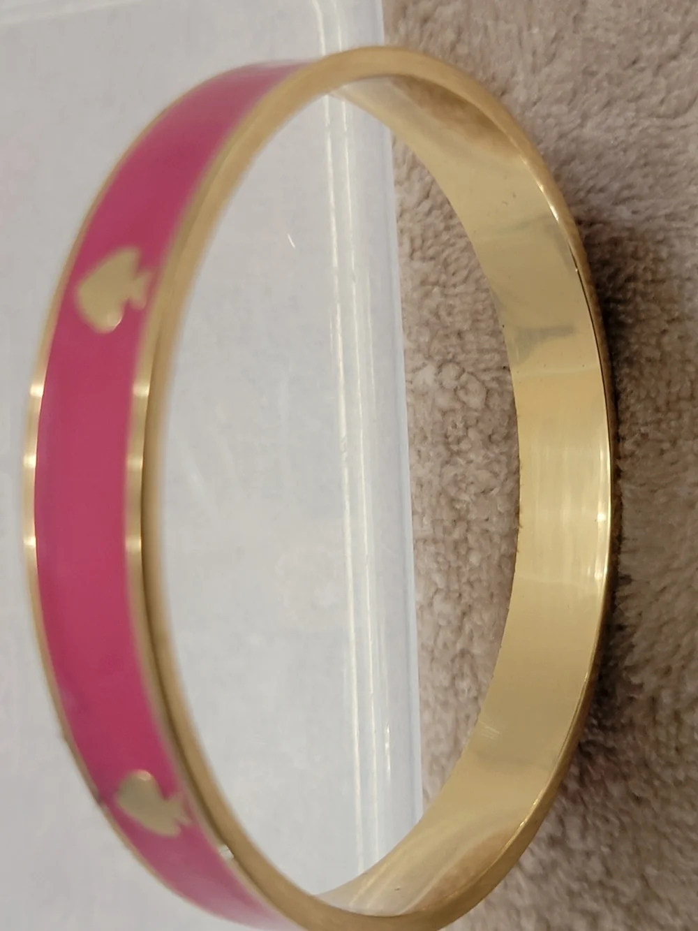 kate spade Pink Enamel Bangle with Gold Spade Accent - Picture 2 of 6